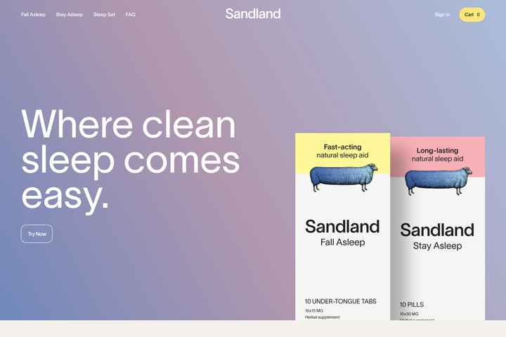 Sandland Sleep website preview